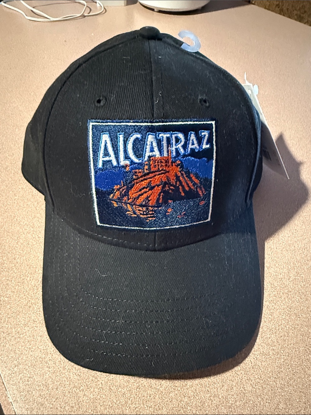 Alcatraz Embroidered Logo Black Baseball Cap